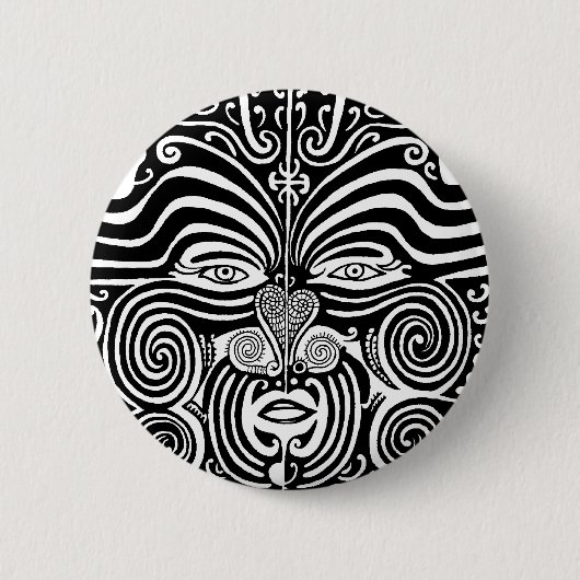 Ancient Maori Moko tribaal tattoo ontwerp. Ronde Button 5,7 Cm (Voorkant)