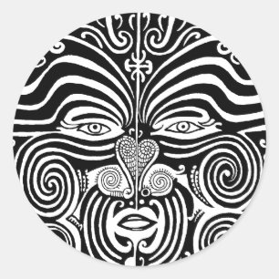 Ancient Maori Moko tribaal tattoo ontwerp. Ronde Sticker