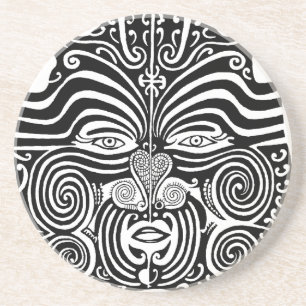 Ancient Maori Moko tribaal tattoo ontwerp. Zandsteen Onderzetter