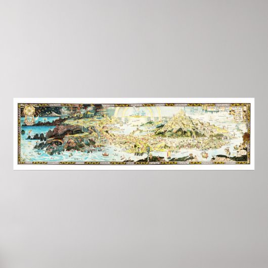 Ancient Map of Fairyland van Bernard Sleigh Poster (Voorkant)
