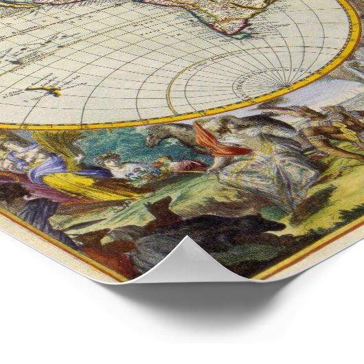 Ancient Map of the World in Two Hemispheres 1683 Poster (Hoek)