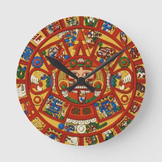 Ancient Mayan Maya Aztec Calendar Ronde Klok (Voorkant)