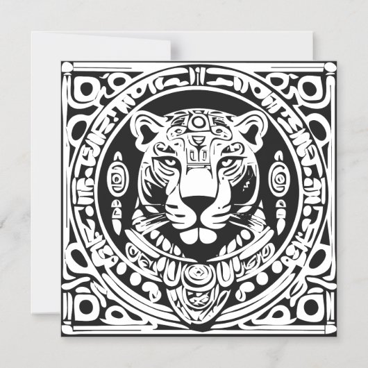 Ancient Mayan Style Jaguar Warrior Tribal Mask Art Magnetische Uitnodiging (Voorkant)