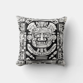 Ancient Mayan Sun God Mask Tribal Art Throw Pillow Kussen