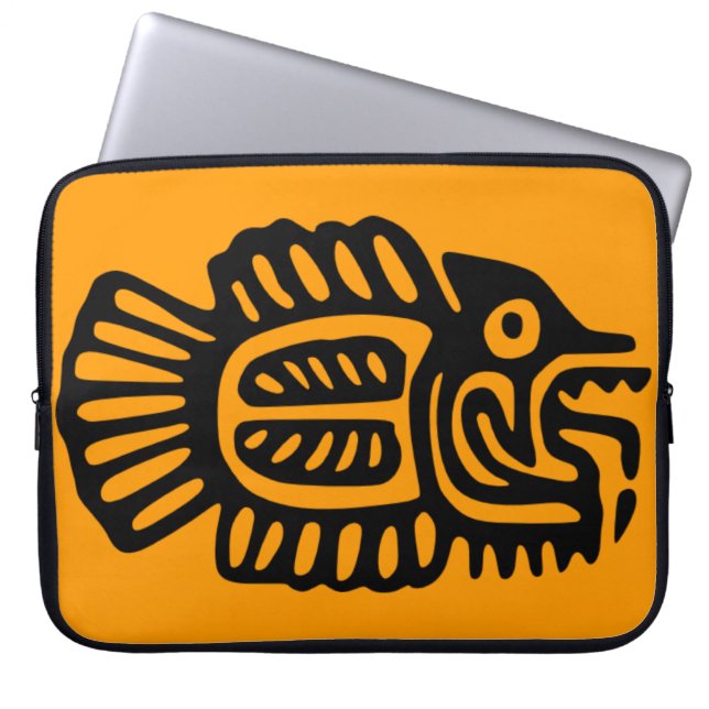 Ancient Mexican Fish Motif Computer Sleeve (Voorkant)