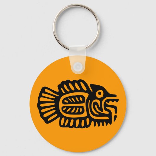 Ancient Mexican Fish Motif Sleutelhanger (Voorkant)