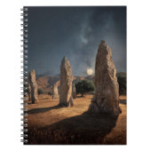 Ancient Monoliths Moonlit Starry Field Notebook Notitieboek (Voorkant)