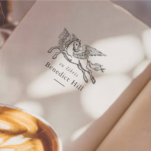 Ancient Mythical Pegasus Ex Libris Book Rubberstempel