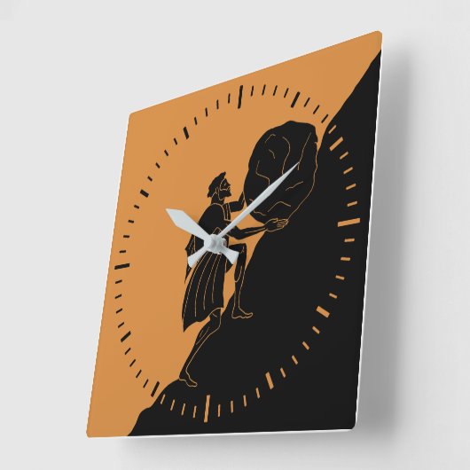 Ancient Mythology Sisyphus Watch Vierkante Klok (Hoek)