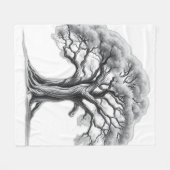 Ancient Oak Tree Charcoal Sketch Fleece Deken (Voorkant (Horizontaal))