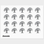 Ancient Oak Tree Charcoal Sketch Ronde Sticker (Vel)