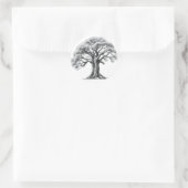Ancient Oak Tree Charcoal Sketch Ronde Sticker (Tas)
