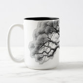 Ancient Oak Tree Charcoal Sketch Tweekleurige Koffiemok (Links)