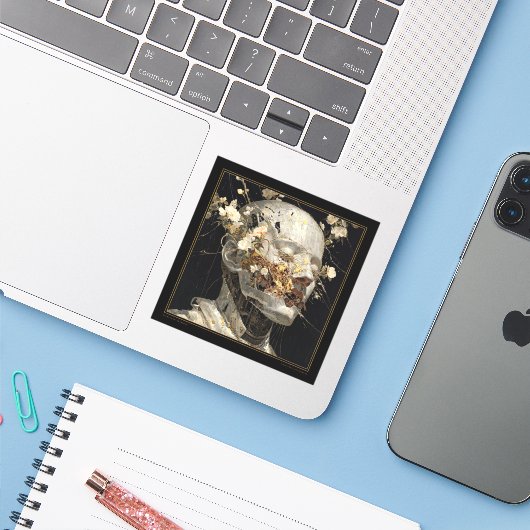 Ancient One — Gothic Fine Art Sticker (Laptop met iPhone)