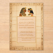 Ancient Papyrus King and Queen Egyptian Wedding Acryl Uitnodigingen (Voorkant)