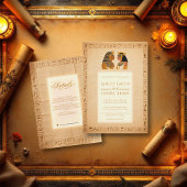 Ancient Papyrus King and Queen Egyptian Wedding Kaart