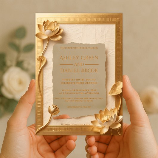 Ancient Papyrus Luxury Gold Lotus Egyptian Wedding Acryl Uitnodigingen
