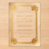 Ancient Papyrus Royal Gold Lotus Egyptian Wedding Acryl Uitnodigingen (Voorkant)