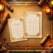 Ancient Papyrus Royal Gold Lotus Egyptian Wedding Kaart