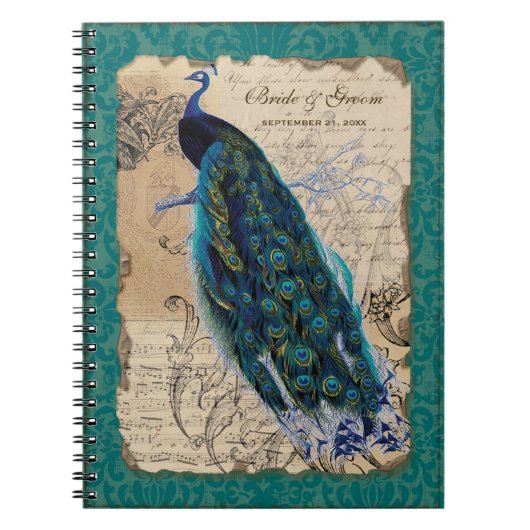 Ancient Peacock Formal Wedding Planner Journal Notitieboek (Voorkant)
