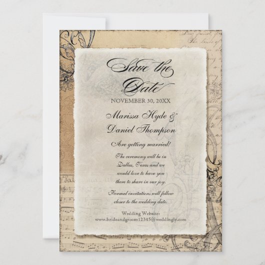 Ancient Peacock Save the Date Cards - Black Kaart (Achterkant)