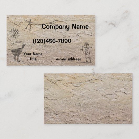 Ancient Petroglyphs Stone Background Visitekaartje (Voorkant / Achterkant)