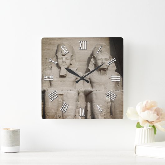 Ancient Pharaohs, Abu Simbel Temples / Egypte Vierkante Klok (Huis)