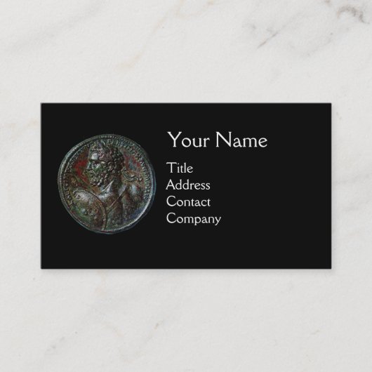 ANCIENT ROMAN BRONZE MEDALLION MONOGRAM Black Visitekaartje (Voorkant)