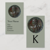 ANCIENT ROMAN BRONZE MEDALLION MONOGRAM, grijs Visitekaartje (Voorkant / Achterkant)