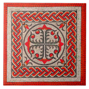 Ancient Roman Mosaic Illustratie sjaal rood Tegeltje