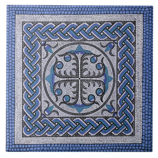 Ancient Roman Mosaic Illustration Danube Blue Tegeltje (Voorkant)
