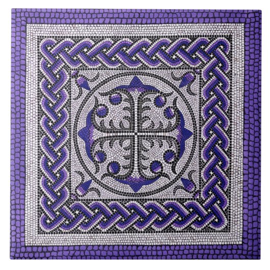 Ancient Roman Mosaic Illustration violet Tegeltje (Voorkant)