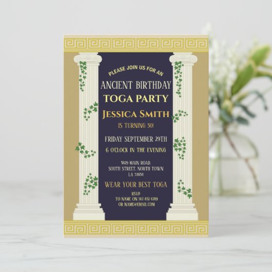Ancient Roman Toga Birthday Party Ivy Kaart (Staand voorkant)