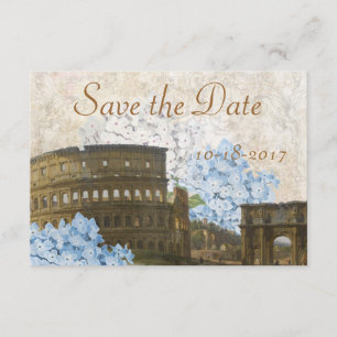 Ancient Rome Blue Hydrangea Save the Date Card