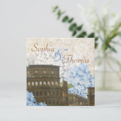 Ancient Rome Blue Hydrangea Wedding Kaart (Staand voorkant)