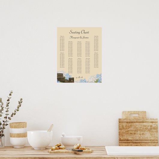 Ancient Rome Blue Hydrangea Zitkaart Poster (Keuken)