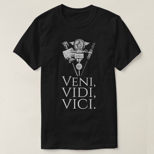 Ancient Rome Julius Caesar Latijn Citaat Veni Vidi T-shirt (Design voorkant)