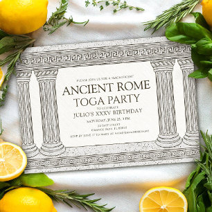 Ancient Rome Toga Birthday Party met kolommen Kaart