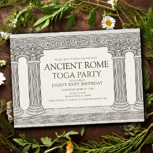 Ancient Rome Toga Birthday Party met kolommen Kaart