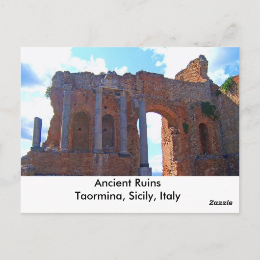 Ancient Ruins Taormina, Sicilië Briefkaart (Achterkant)