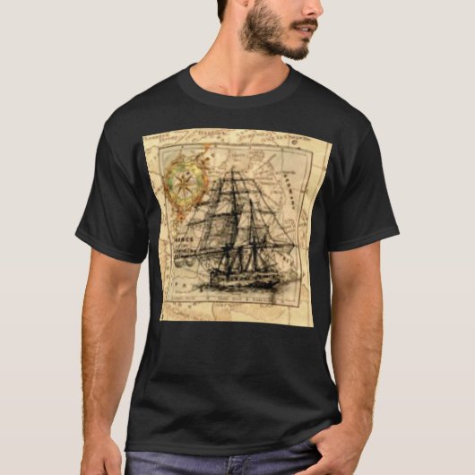 Ancient Ship Map T-shirt (Voorkant)