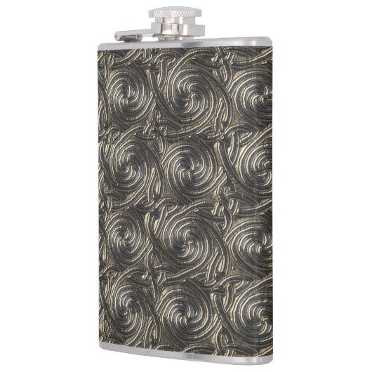 Ancient Silver Celtic Spiral Knoopt Pattern Heupfles (Links)