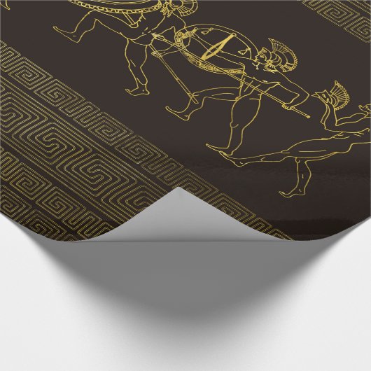 Ancient Sparta Greece scène op grieks patroon Cadeaupapier (Hoek)