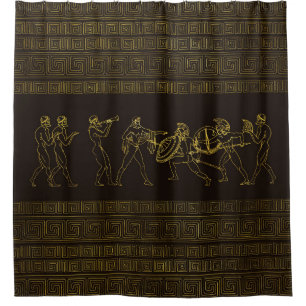 Ancient Sparta Greece scène op grieks patroon Douchegordijn
