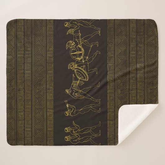 Ancient Sparta Greece scène op grieks patroon Sherpa Deken (Voorkant (horizontaal))