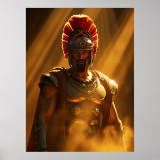 Ancient Spartan Warrior in Golden Sunlight Poster