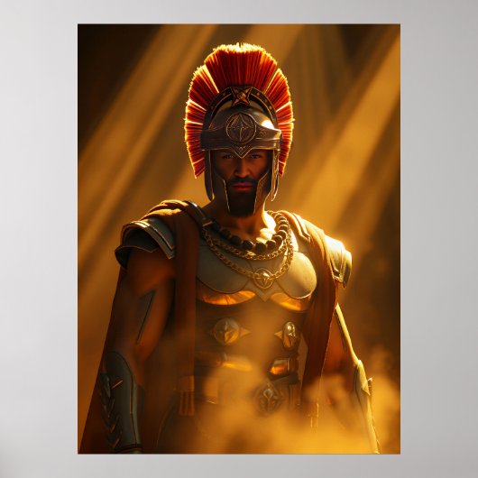 Ancient Spartan Warrior in Golden Sunlight Poster (Voorkant)