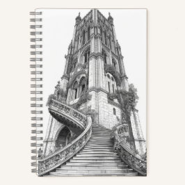 Ancient Stone Tower with Winding Brick Staircase Notitieboek