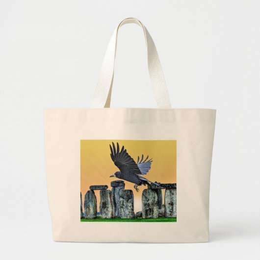 Ancient Stonehenge & Rook Corvid-lover's Gift Grote Tote Bag (Voorkant)
