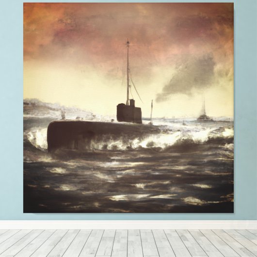 Ancient Submarine Canvas Afdruk (Insitu (Houten vloer))